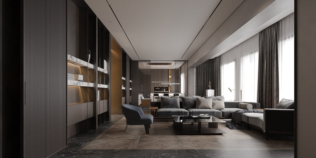 Modern staged living room with neutral tones – increase property value before selling in Barcelona